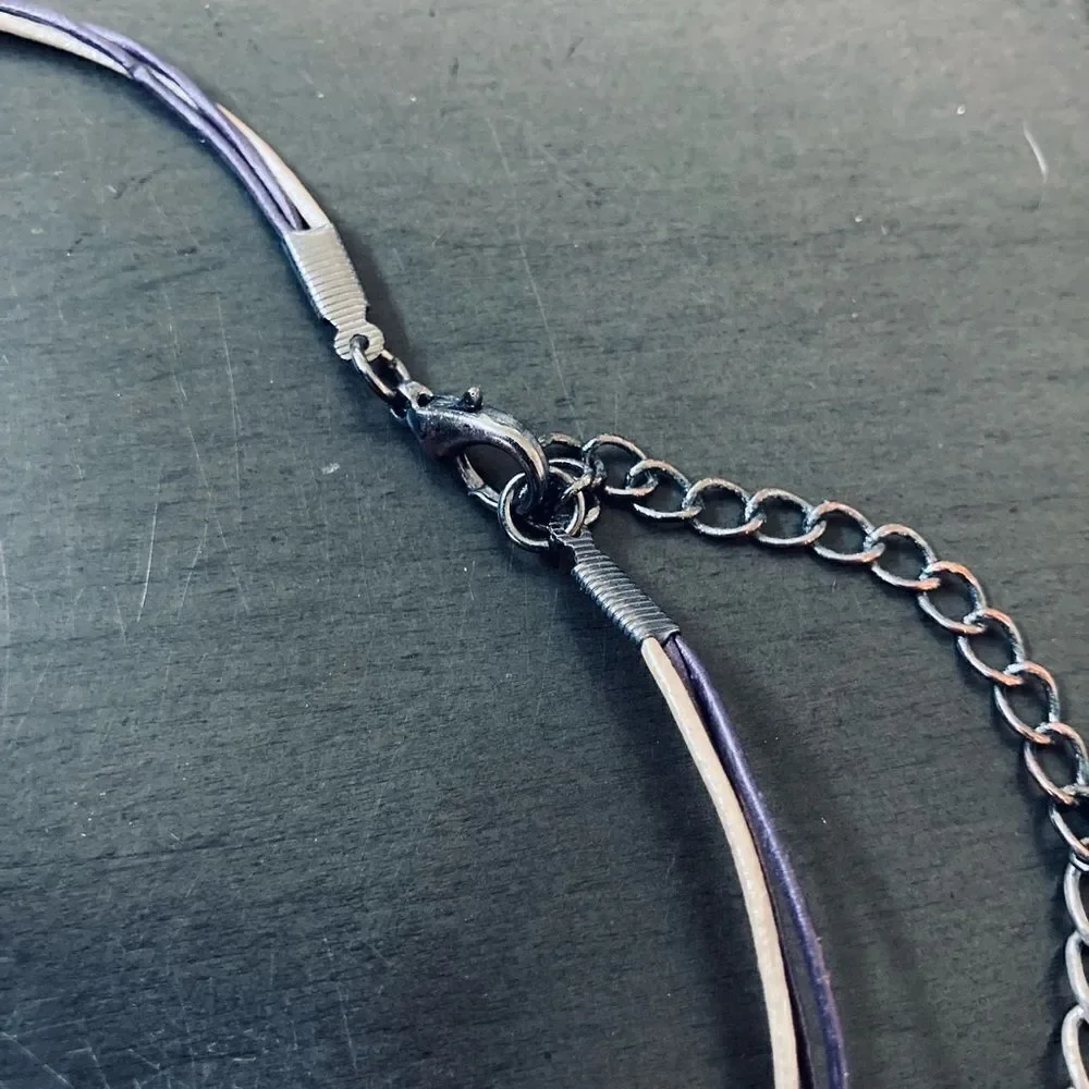 Silver Scroll Swirl Green Brown Pendant Cord Necklace